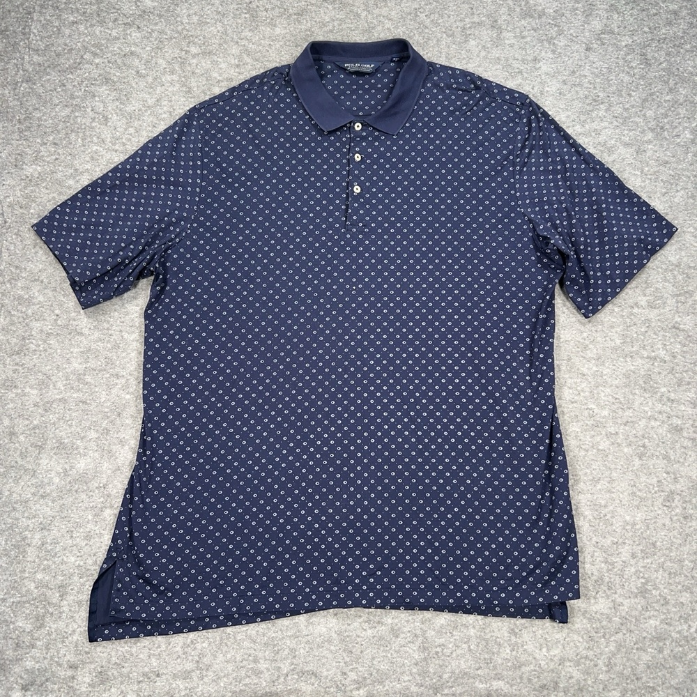 Polo Golf Ralph Lauren Polo Shirt Mens 2XL Blue Geometric Golf Pima Cotton Peru